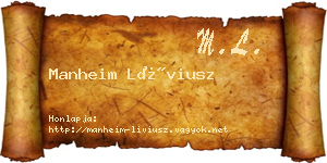 Manheim Líviusz névjegykártya